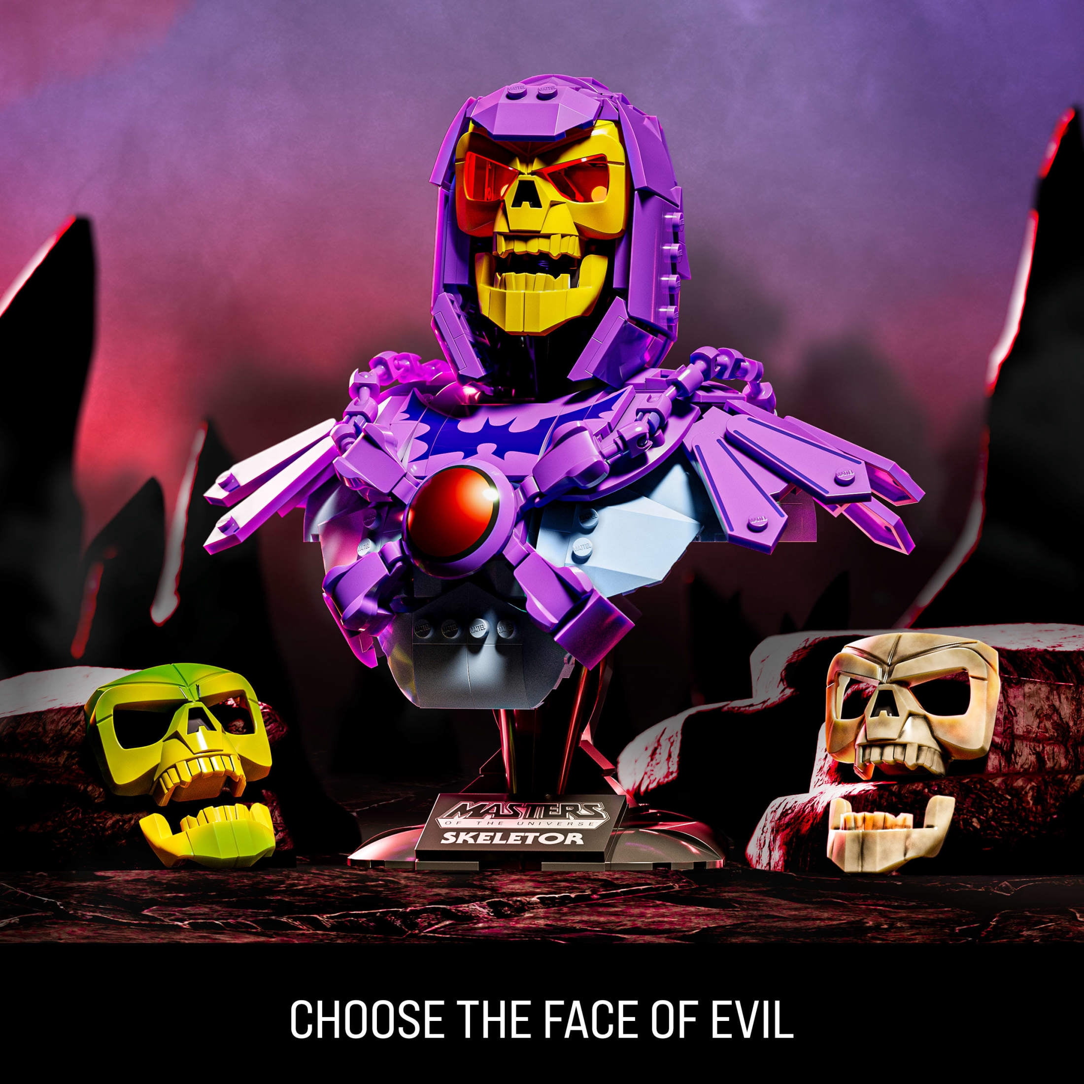 Mattel Brick Shop Masters of the Universe Skeletor Bust Collector Building Set (503 Pieces) for Collectors