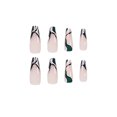 thumbnail image 2 of Fofosbeauty 24pcs Press on False Nail Tips Long Coffin Full Cover Fake Nails, Jasper French with Wave, 2 of 7