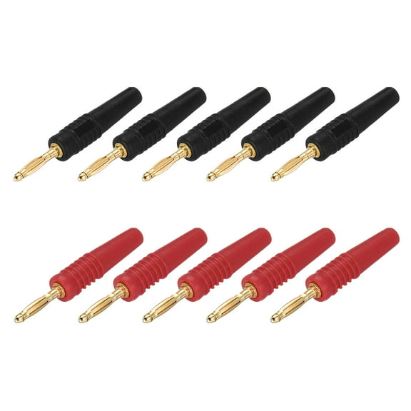 Uxcell 10 Pcs 2mm Banana Plugs, 10A 2mm Plug 2mm Jack Speaker Wire Cable Plugs Connectors, Banana Jack Connector for Speaker Wire Audio Cable, Black&Red