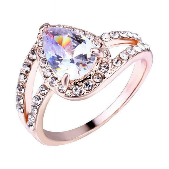 BKBP Set with Water Drop Zircon Ring Engagement Round Cut Zircons Women Wedding Rings Jewelry Rings for Woman Full Diamond Ladies Ring Minimalist Thumb Finger Rings Great Gift for Her