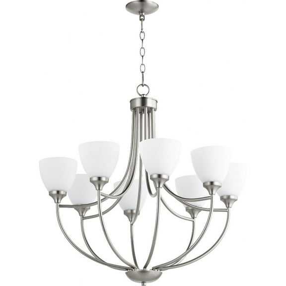 Quorum Lighting Enclave 8-Light Chandelier, Satin Nickel, Clear/Seeded