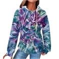 thumbnail image 6 of thefmos Women's Hooded Drawstring Tie Dye Sweatshirt with Kangaroo Pocket Casual Long Sleeve Pullover Fashion Fall Winter Outfit, Blue 2XL, 6 of 7