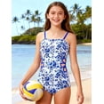 thumbnail image 2 of Aideaone Girls Swimsuit Quick Dry Cut Out One Piece Bathing Suit Adjustable Straps Swimwear with Cover Up Skirt Size 7-14, 2 of 6