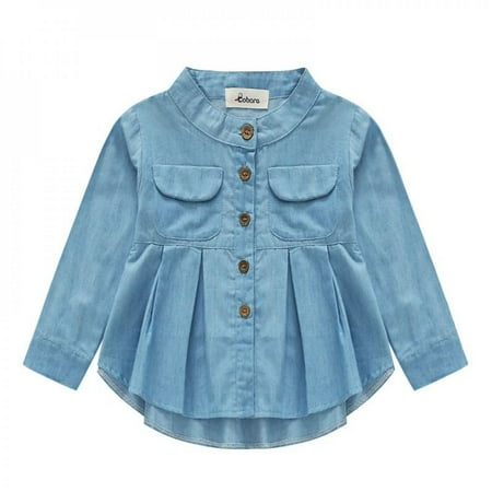 

Promotion!Baby Girls Jeans Shirts Children Long Sleeve Denim Girl Cute Fashion Clothing For Spring Autumn Winter