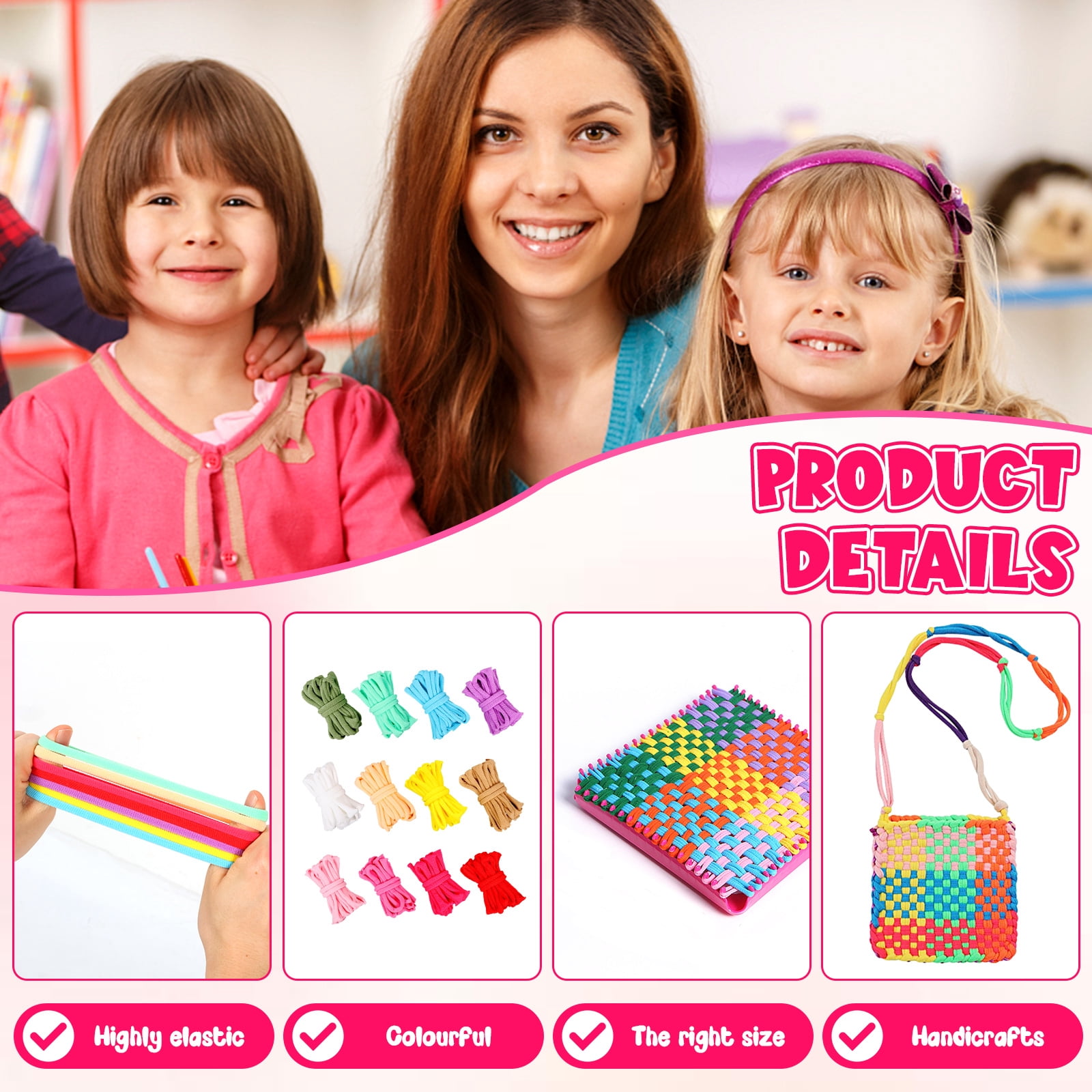 Threns 1000 Pcs Loom Refill Loops,12 Color Weaving Loom Refill Loops Kit for Potholder,Pot Holder Loom Art and Crafts DIY Supplies for Adults Teens