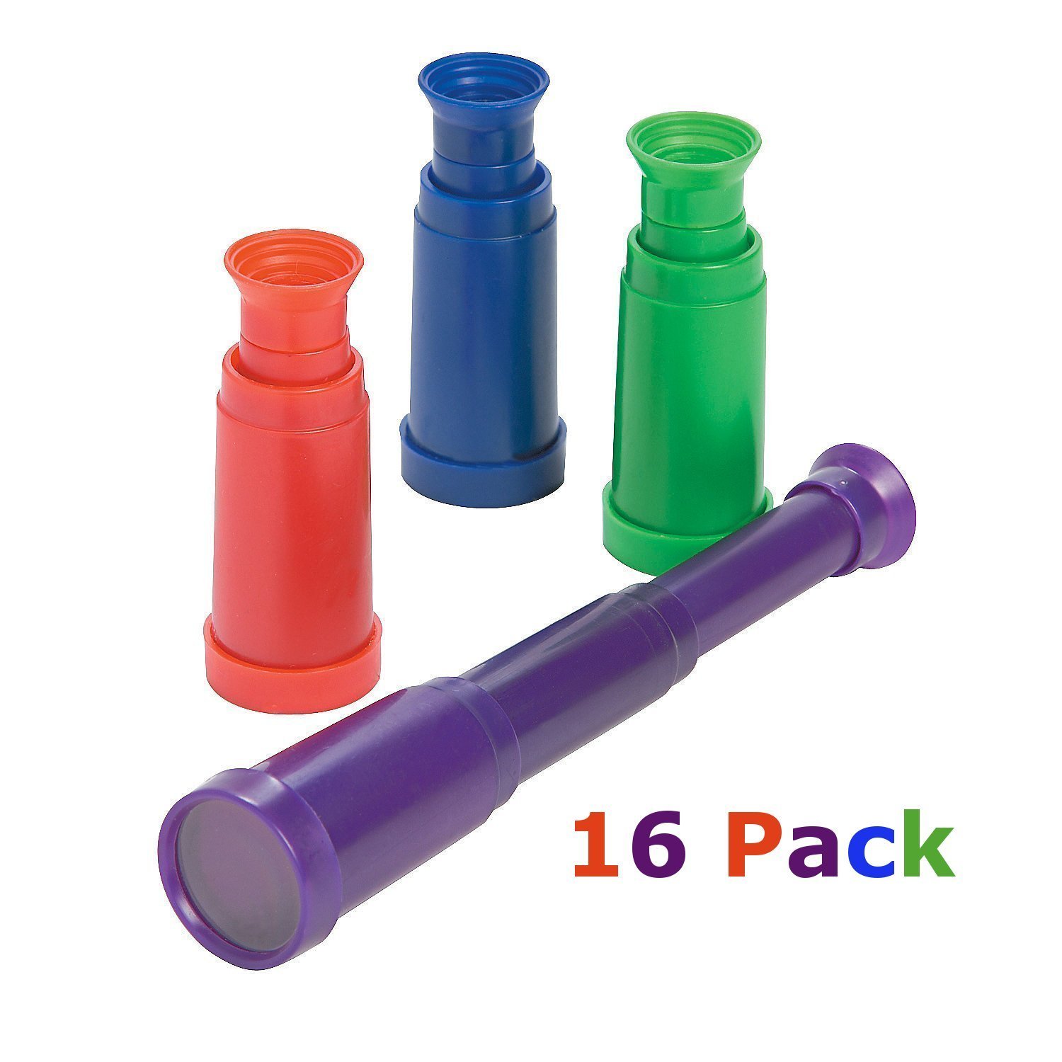 Collapsible Plastic Telescopes Pack Of 16 2.5 Inches Extends to 5