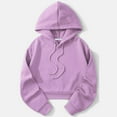 thumbnail image 4 of Womens Crop Hoodies Pullover Casual With Pockets Drawstring Spring Summer Fall Fall Clothes Tops Hooded Sweatshirts Purple S, 4 of 5