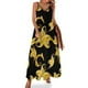 thumbnail image 1 of Vestido largo elegante con hojas barrocas y estampado floral dorado, escote en V, estilo bohemio, para playa, con tirantes, estético, de gran tamaño, 1 of 7
