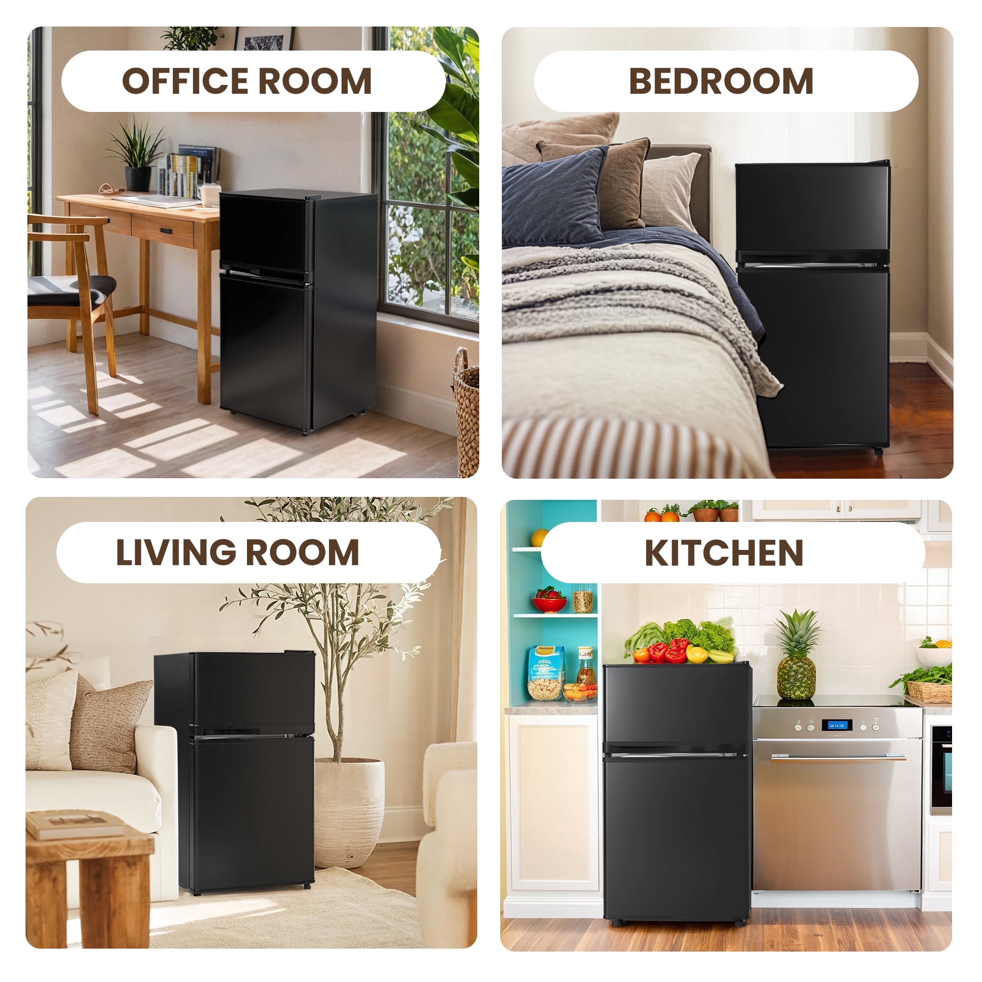 UrbanSync 3.5 Cu.Ft Mini Fridge with Freezer – Quiet, Energy-Efficient, and Space-Smart, Black