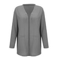 thumbnail image 5 of Fznquz Kimono Women's Sweaters Trendy Cardigan Loose Fit Gray Solid Pockets Long Sleeve Cover Up, 5 of 6