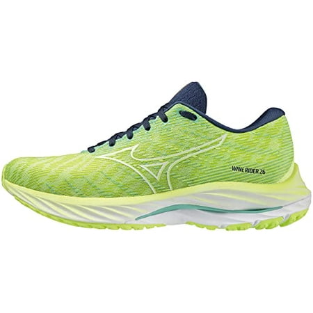 Mizuno Waverider 26 Running Shoes, Jogging, Marathon, Sports, Training, Lightweight, Women's, Yellow x White, 23.5 cm, 2E