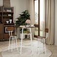 thumbnail image 3 of Dtwnek Round Bar Table Set with 2 Bar Stools, Modern Table Stools Set for Living Room, Dining Room, Bar, Brown, 3 of 8