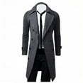 thumbnail image 4 of Men's Tops Long Sleeve Shirts Winter Men Slim Stylish Trench Coat Double Breasted Long Jacket Coat Gray qILAKOG Size XXL, 4 of 7