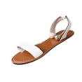 thumbnail image 6 of Xucatan Women's Flat Ankle Strap Sandals, Adjustable Buckle Wide Band Summer Shoes, Elastic Heel Support Low Heel Footwear, Versatile Solid Color Design for Spring Outdoor Gift, 6 of 9