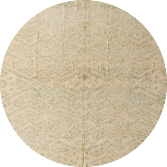 Ahgly Company Indoor Round Abstract Brown Solid Area Rugs, 5' Round