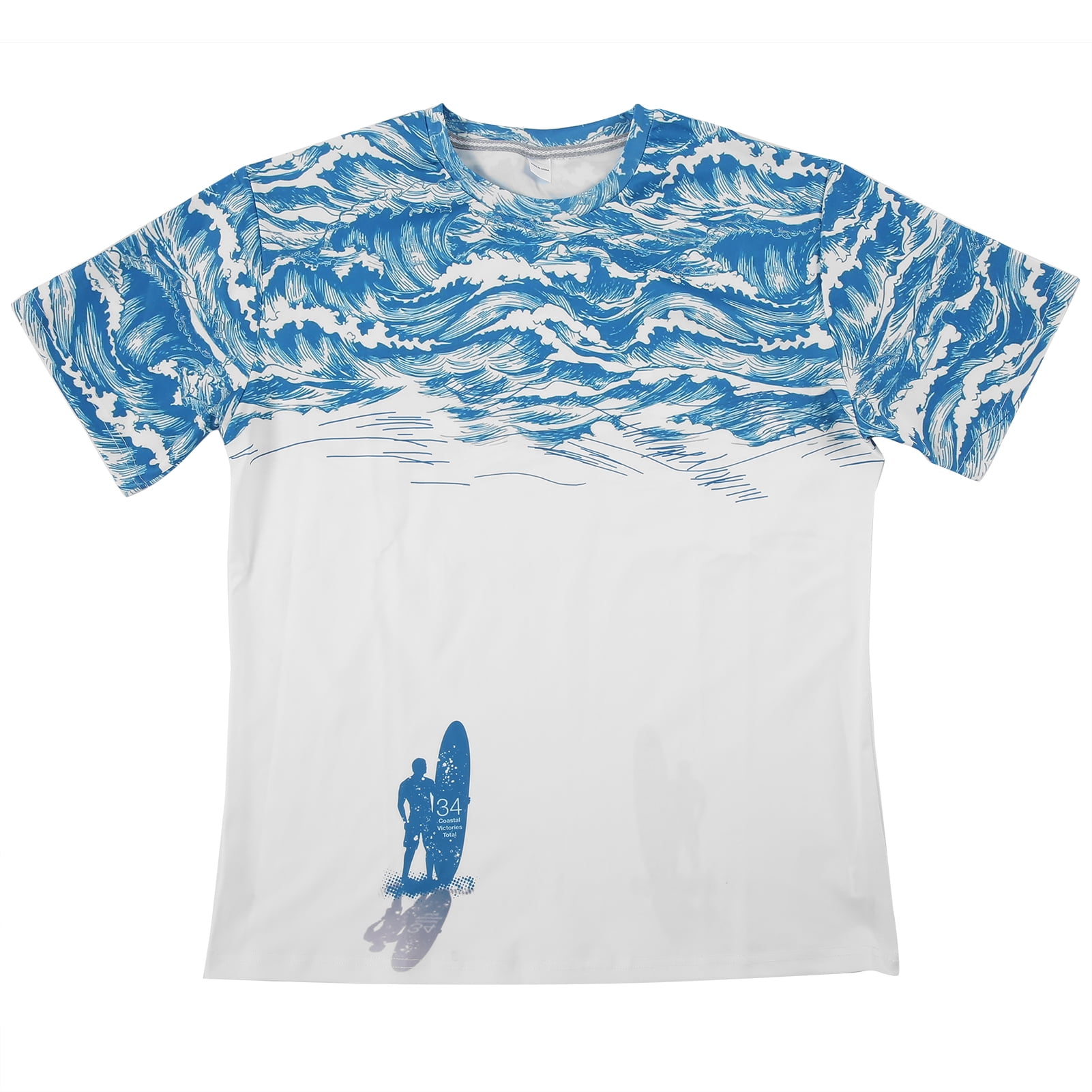 YLSHRF Fashion Men Sea Wave Printed T-Shirt Summer Casual Travel