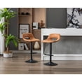 thumbnail image 4 of Guyou Modern Swivel Leather Bar Stools Set of 2, Adjustable Height Kitchen Island Chairs with Hollow Back, Coffee, 4 of 13