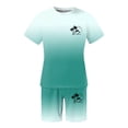 thumbnail image 4 of FUZHIQ Graphic Design Men's Gradient 2 Piece T-Shirt Shorts Set Tree Sunset Print Summer Casual Beach Vacation Loose Fit Tracksuits,XXXL, 4 of 5