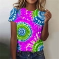 thumbnail image 5 of Viluyesy Womens Short Sleeve T Shirts Crew Neck Casual Loose Fit Tie Dye Print Summer Tops Purple Size XL, 5 of 6