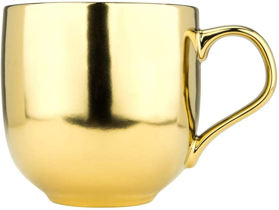 Yedi YCC675, 15 Oz Porcelain Mug with Gold Design, Desert Gold