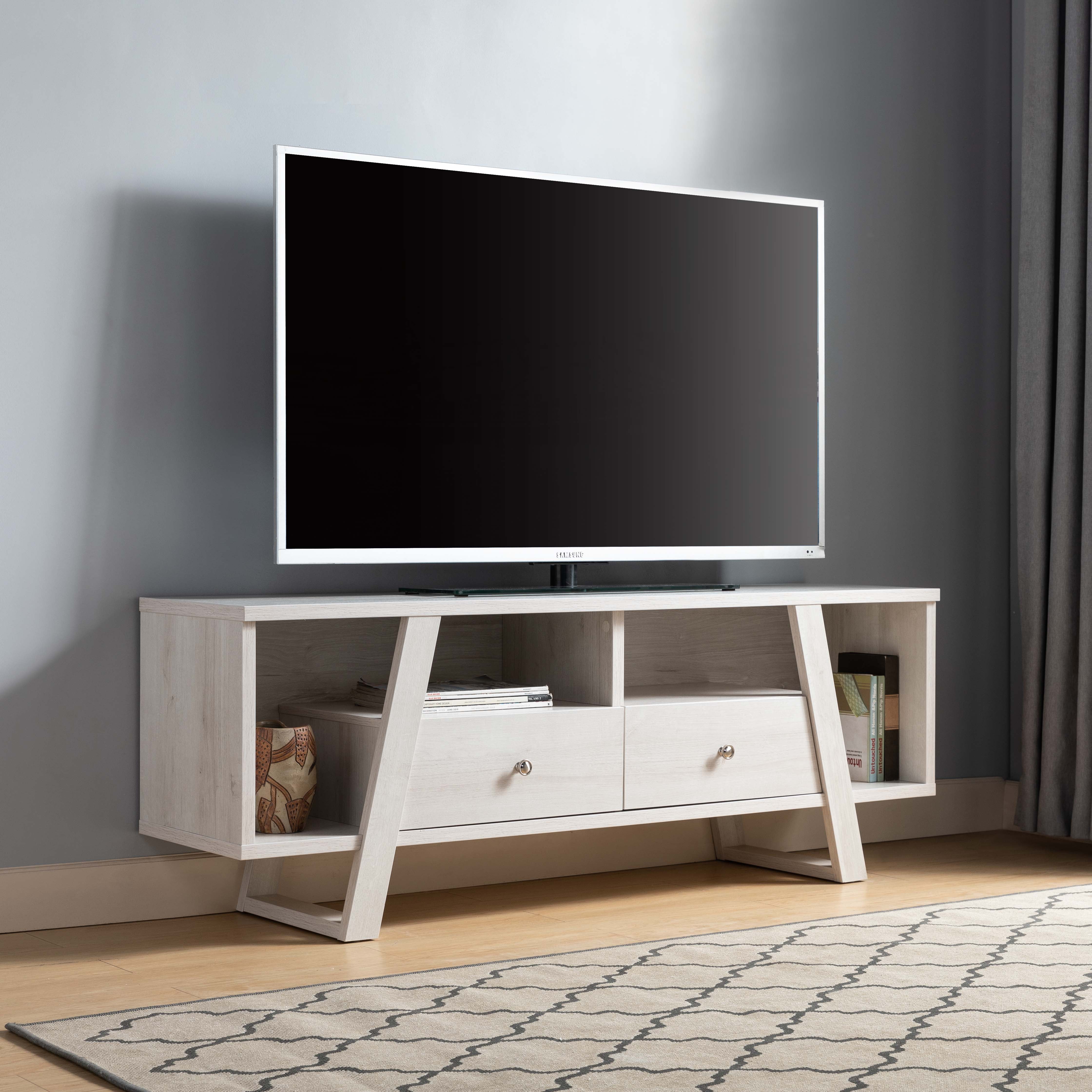Smart Home Modern TV Stand White Oak