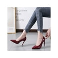 thumbnail image 6 of High Heels  for Women Closed Toe Stillettos Heel Dress Shoes Wine Red 10, 6 of 11