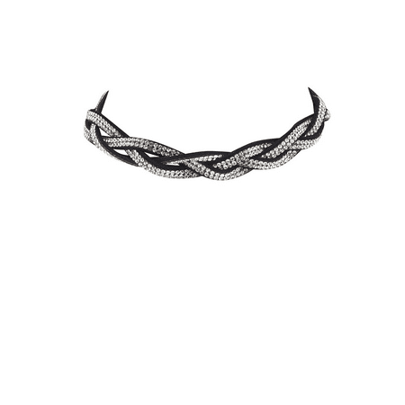 Braided Choker Necklace - Lux Accessories Black Crystal Rhinestone Sticker Stone Braided Choker Necklace