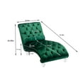 thumbnail image 3 of Velvet Chaise Sofa with Lumbar Pillow, Modern Ergonomic Upholstered Concubine Sofa Chair, Comfy Button-Tufted Sleeper Recliner Sofa for Living Room, Bedroom, Balcony, Emerald, 3 of 7