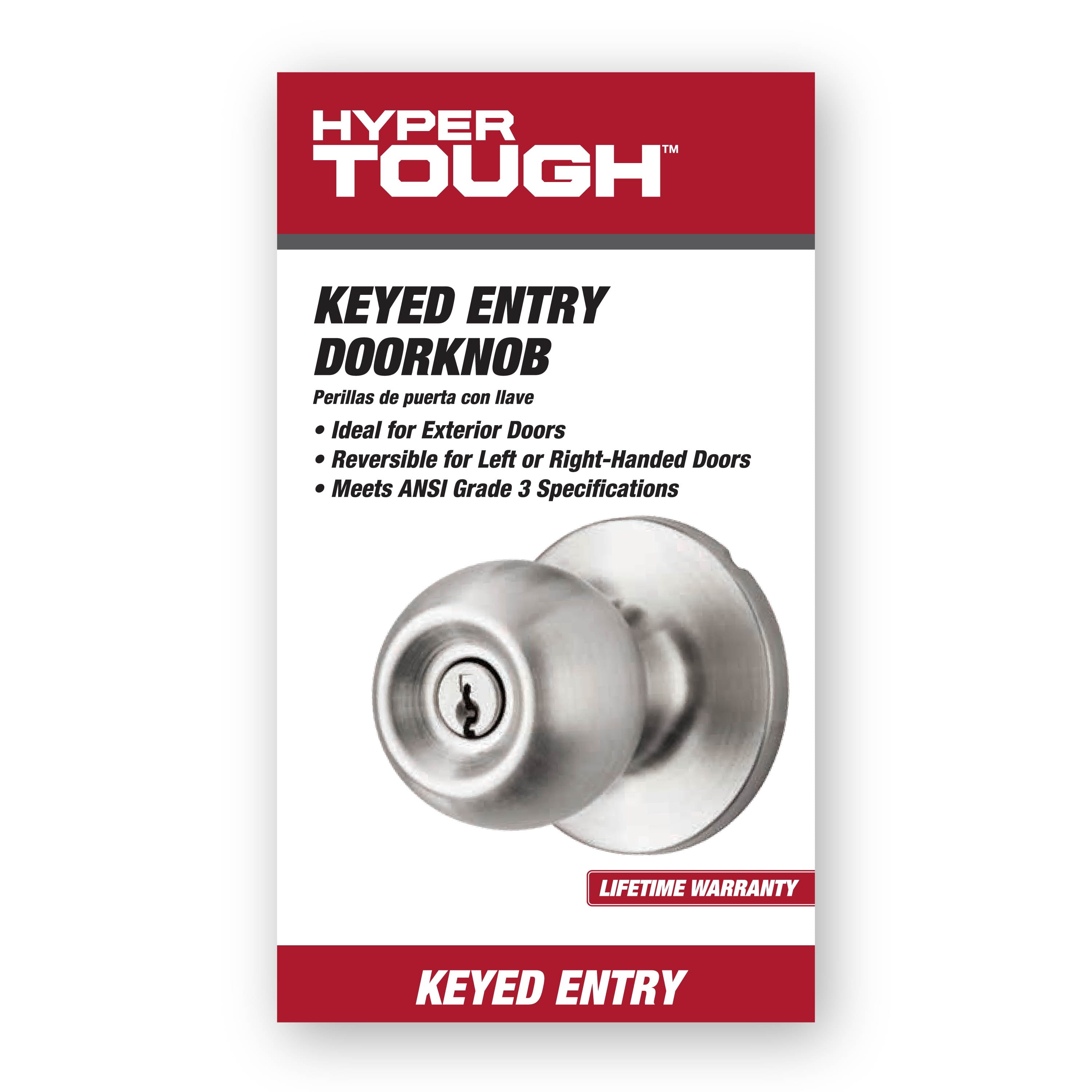 (4 pack) Hyper Tough Keyed Entry Ball Locking Doorknob Stainless Steel Finish
