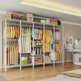 thumbnail image 2 of 88.2"W Clothes Rack Portable Closet Rack Loads 1200lbs Capacity Freestanding Wardrobe Closet with Adjustable Shelves, White, 2 of 8