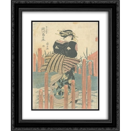 Utagawa Toyokuni II 2x Matted 20x24 Black Ornate Framed Art Print 'Segawa Kikunojo V as Onnagata'