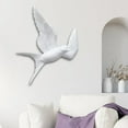 thumbnail image 6 of White Resin Birds Wall Decor ,Nordic Hanging 3D Sparrow Wall Art, Swallows Wall Sculptures for Office Living Room Patio Indoor Backyard , To right, 6 of 8