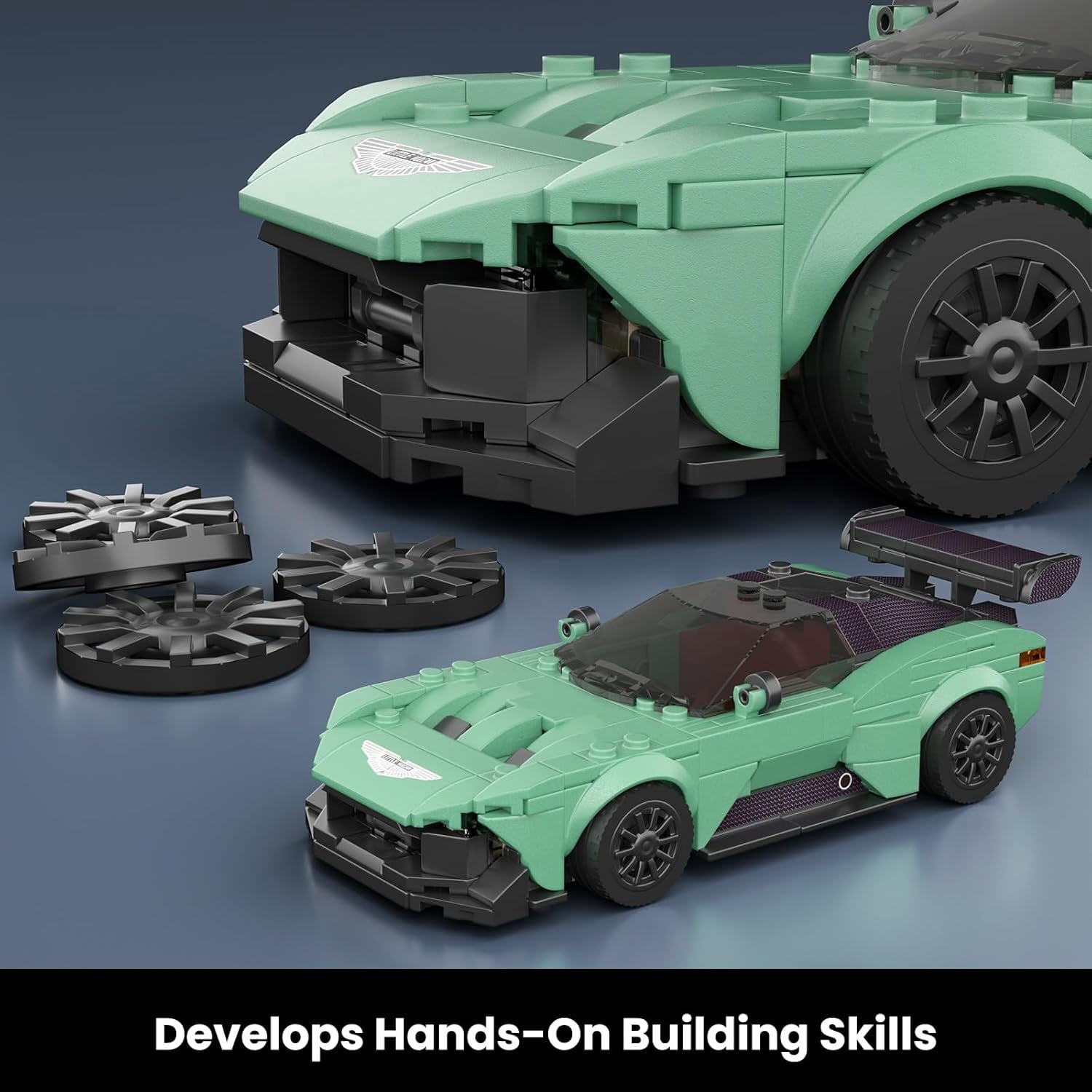 Super Sports Car Building Set with Display Case, 384 Piece Race Car Model Construction Toy for Adults, Collectible Vehicle Building Blocks Kit