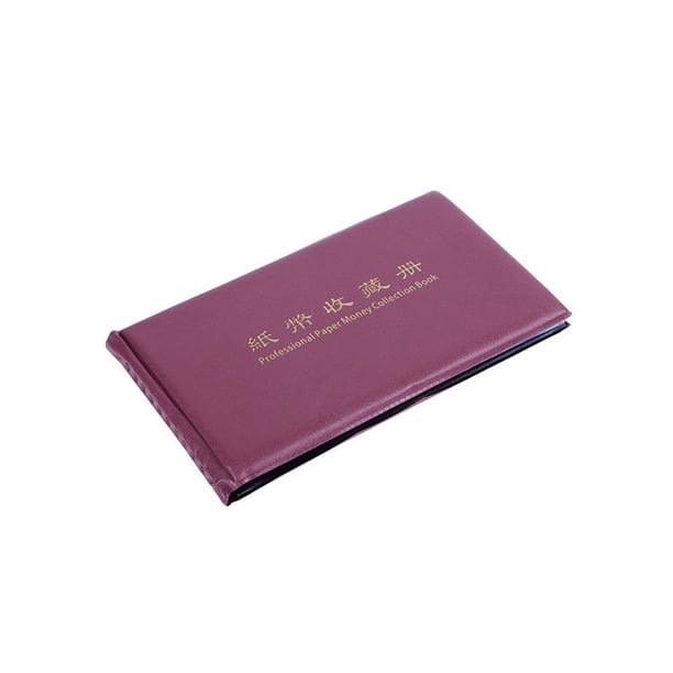 Wosthever Álbum de dinero de papel de PVC, 20 páginas, libro de colección de billetes, 40 bolsillos, sellos reutilizables, mangas de hojas Almacenamiento y organización del hogar Vino rojo