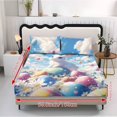thumbnail image 2 of COEQINE Queen Sheets 3 Pieces Bed Sheets Set, Soft Fade Resistant Easy Care Bedding Set All Season Wrinkle Free Bottom Bedsheet for Queen Size Bed, Easter Bunny Egg Sky, 2 of 5
