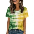 thumbnail image 2 of HOMBOM Trendy Tops for Women Green Graphic Tie dye Oversized Loose Crewneck Short Sleeve Womens T Shirts Casual, 2 of 9