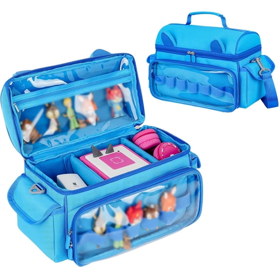 Carrying Case Compatible with Toniebox 2 & 1 Starter Set,Cute Storage Bag Fits for Tonies Figures Characters,Tonies Headphones & Accessories, Blue(Bag Only)