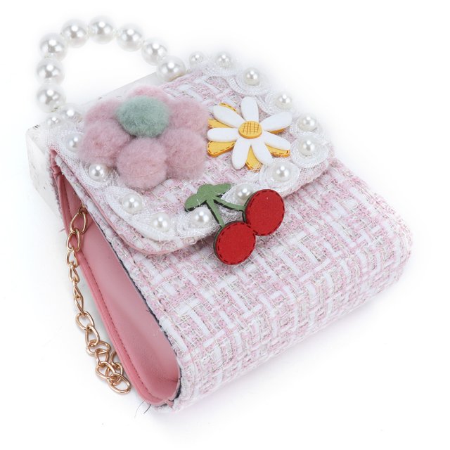 Bolso De Niña Lindo Bolso Bandolera para Niñas Decoración De Monedero Bolso para Niños Al Aire Libre con Flores Decoración De Perlas Artificiales ANGGREK Otros