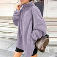 thumbnail image 6 of KDDYLITQ Womens Pullover Sherpa Collar Plus Size Sweaters Fleece Lined Long Sleeve Casual Hoodie Plain No Hooded Comfort Sweatshirts Comfy Dressy Clothes with Pocket Light Purple XL, 6 of 9