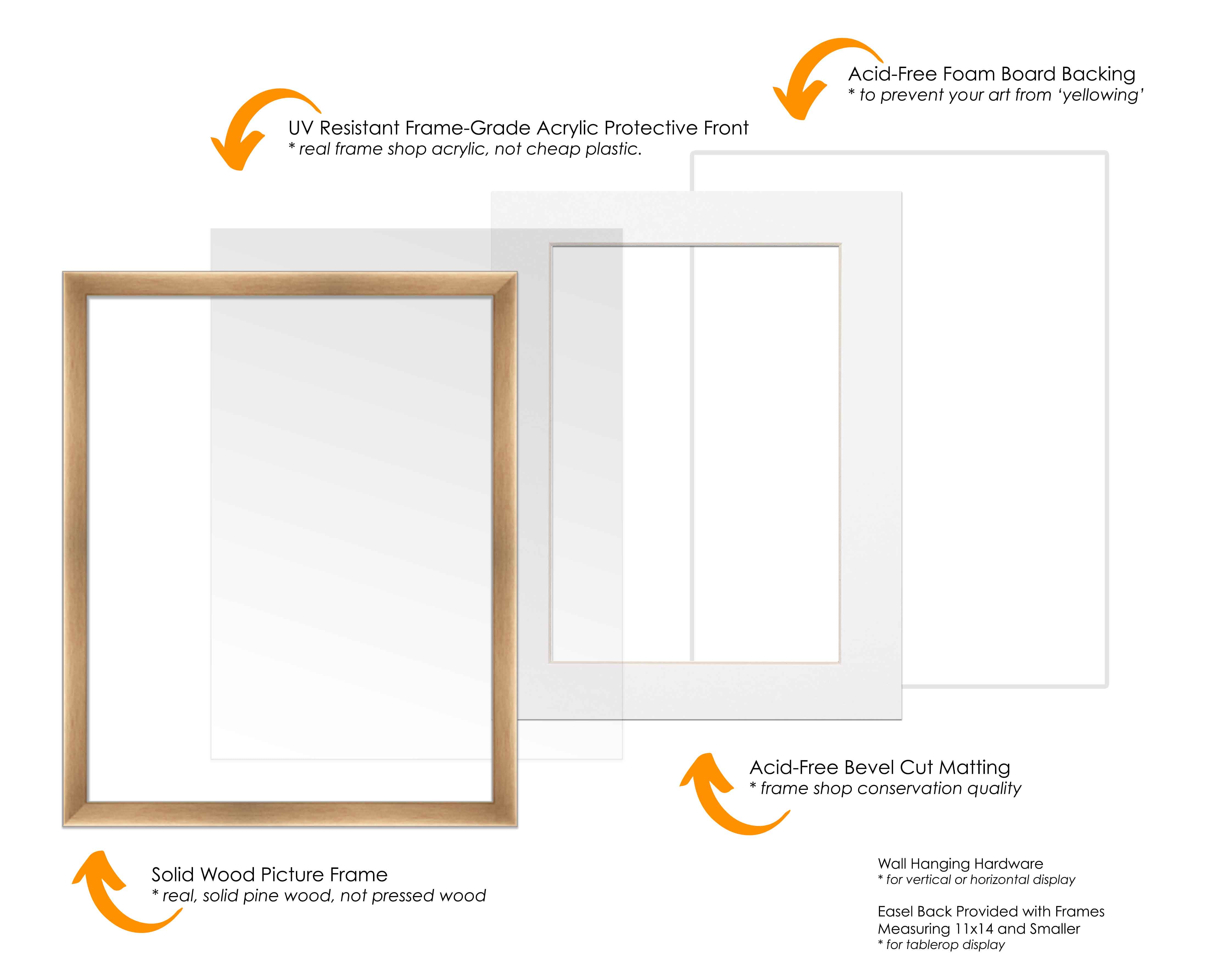 16x20 Frame Bronze With White Picture Mat For 16x20 Photo - Bronze 18x24 Frame To Display Print or
