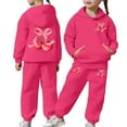thumbnail image 2 of SGMVNU Boys 2 Pieces Sweatsuits for Age 2-3 Years Girls Fashion Fall Outfits Oversize Pullover Sweatshirt and Baggy Sweatpant Kids Clothes, Color Hot Pink, 2 of 7