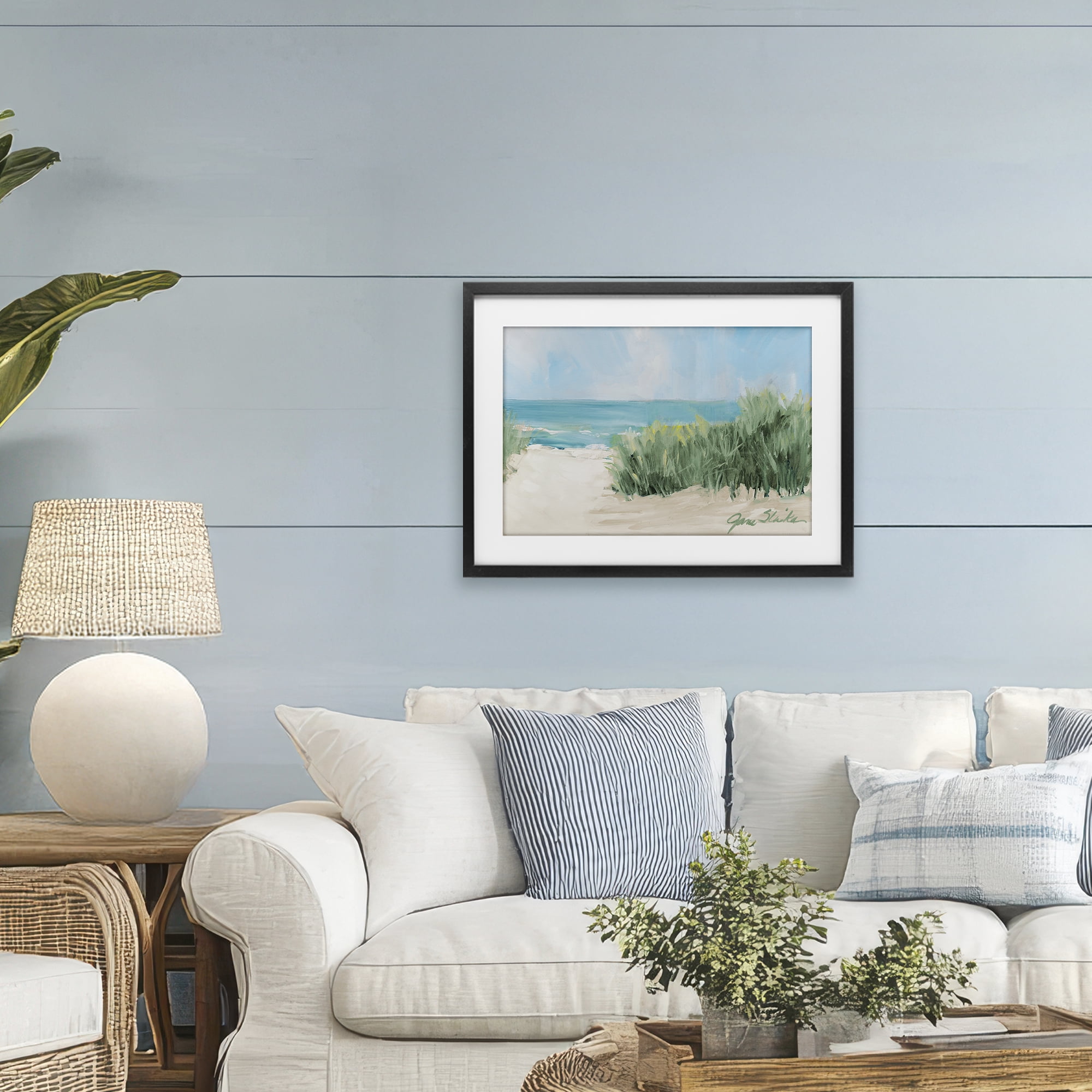 Stupell Industries Soothing Beach Day Black Framed Print Under Glass, design by Jane Slivka