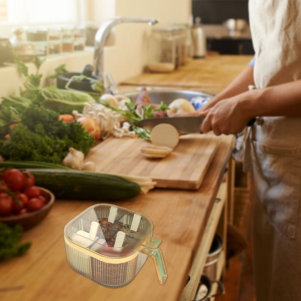 Caja para especias de 4 compartimentos con tapas y cucharas | Recipiente desmontable para almacenar especias | Organizador de cocina para especias, polvos y dulces pequeños