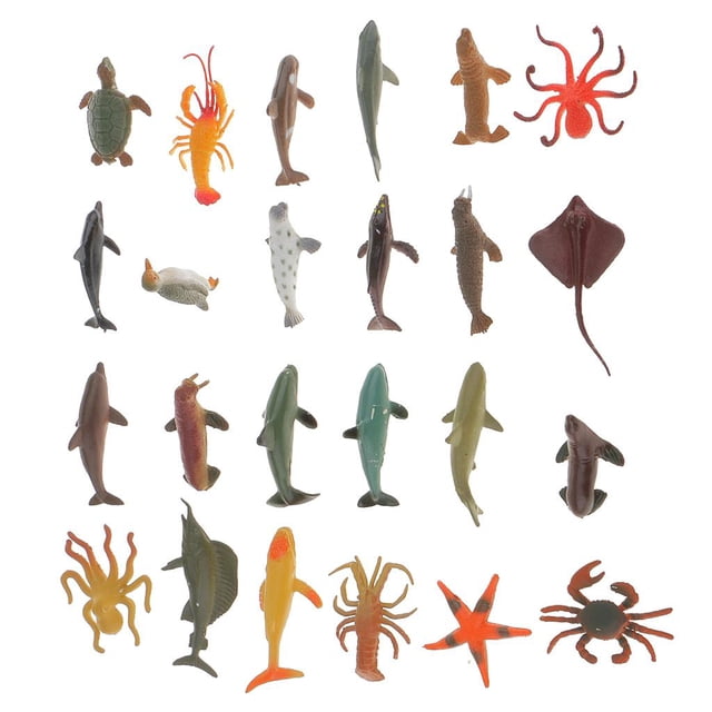 24 Piezas Modelo de PVC Animales Decoración de Escritorio Juguetes para Niños Favores de de Cumpleaños CUTICAT Figura modelo marina animal