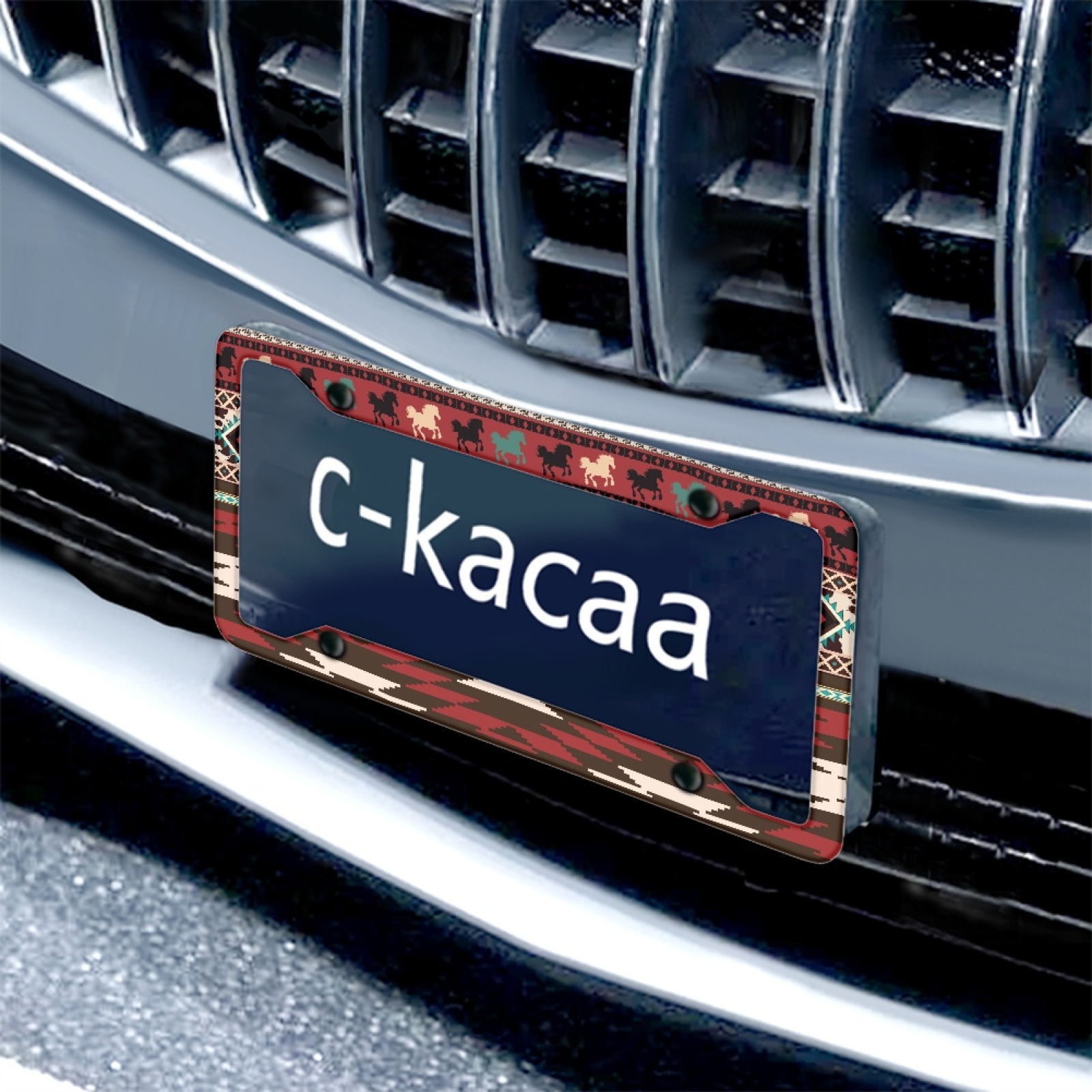 Renewold American Tribal Horse Red Automotive Frame License Plate Frame for SUV Truck Vans Sedans, Vanity Tag Frame for Men Women, 2 Pack