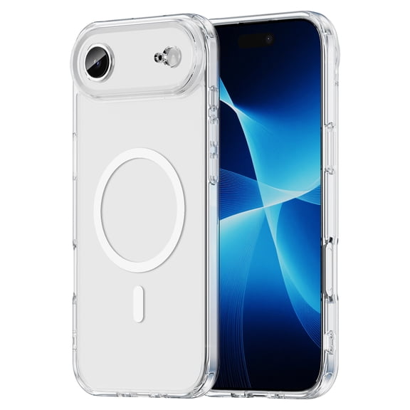 Sanwo for iPhone 17 Air Case, Clear Magnetic Protective Cover with Shock Absorbing PC TPU Hybrid Design, Wireless Charging Compatible,Clear