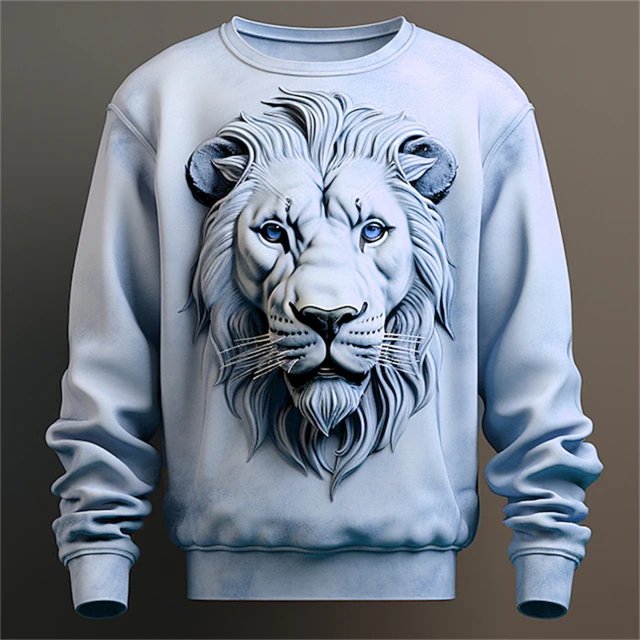 3D Tiger Lion Graphic Hoodies For Men Autumn Hip Pop Casual Sweatshirts Trend Y2k Harajuku Oversized Pullover Fashion O-neck Top