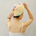 thumbnail image 3 of Toalla de microfibra para secado de cabello para mujer, turbante de secado rápido, toalla para el cabello con botón, 3 of 7