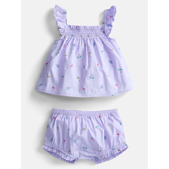 Wonder Nation Baby Girls Printed Tank Top and Matching Shorts Set, 2-Piece, Sizes 0/3M-24M