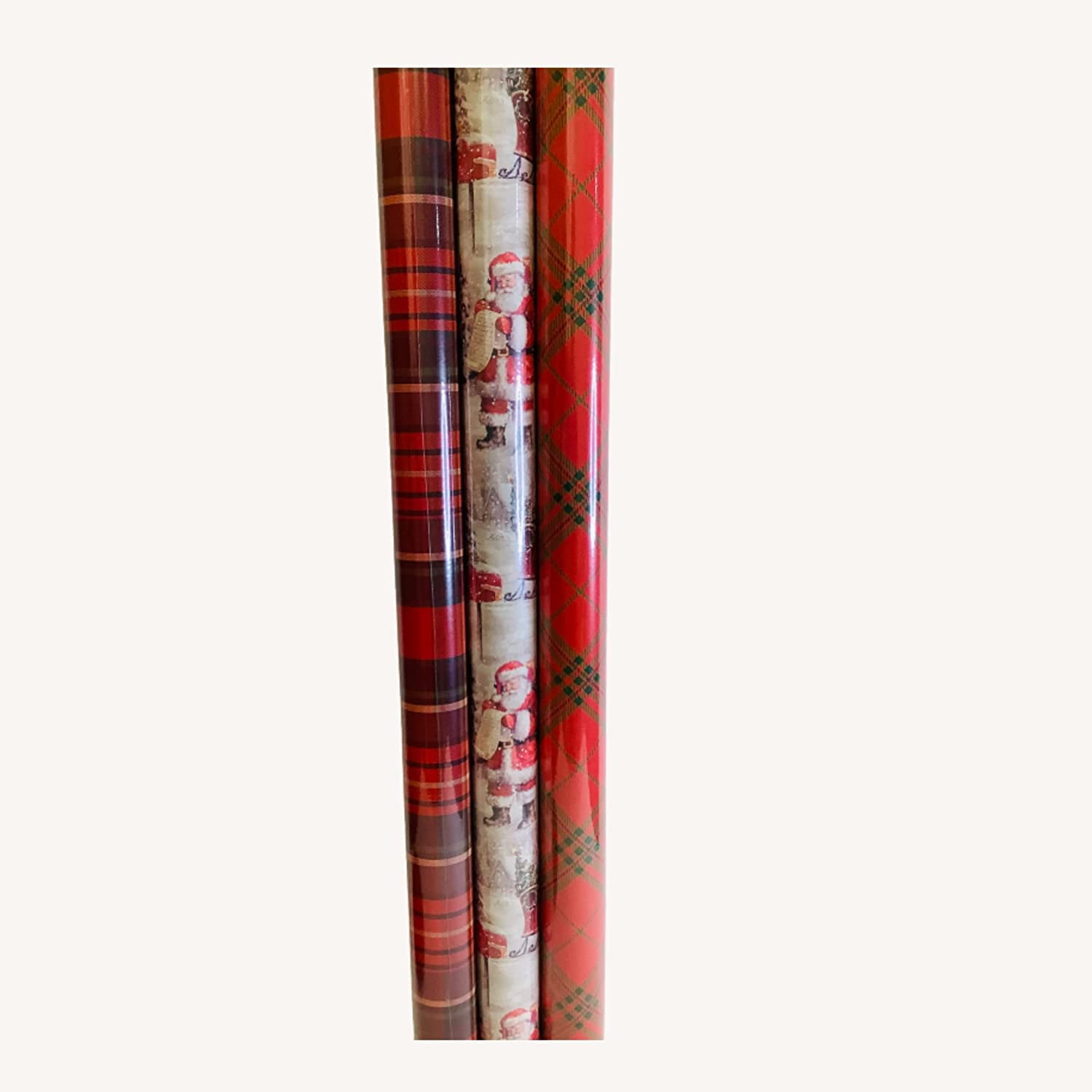 IOS Christmas Holiday Themed Wrapping Paper Santa Clause and Other Red